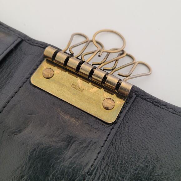 CHLOE Key Case Black Leather Small Holder Box Dust Bag Cowhide Designer - Picture 6 of 11